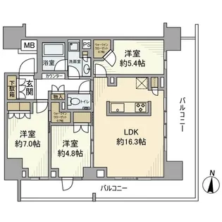 ザ・パークハウス 所沢プレイス【14階】の間取り