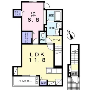 ヴィラージュ狭山祇園B【2階】の間取り