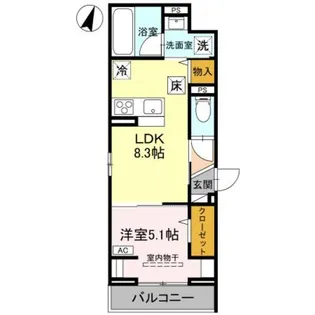 1LDKの間取り画像