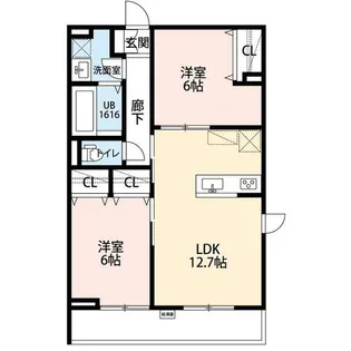 La Libellule 二本榎【101号室】の間取り