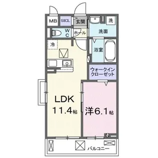 ラピス飯能【1階】の間取り