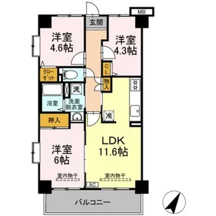 ワイズエメリールU【12階】の間取り