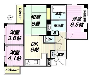 黒来マンション【3階】の間取り