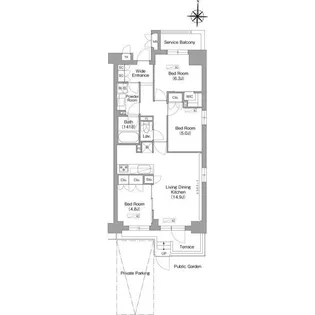 コンフォリア・リヴ八坂富士見【1階】の間取り