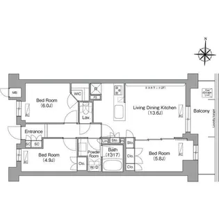 コンフォリア・リヴ八坂富士見【2階】の間取り