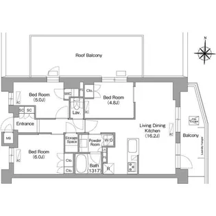 コンフォリア・リヴ八坂富士見【7階】の間取り