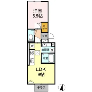 アキツ駅前ヒルトップ【1階】の間取り