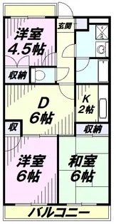 東所沢グリーンハイツ2号棟【2階】の間取り