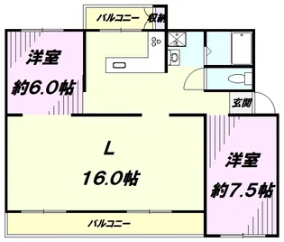 狭山グリーンハイツ5号棟【402号室】の間取り