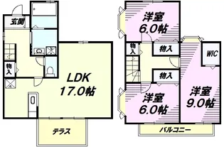 東京都八王子市めじろ台4丁目【テラスハウス】の間取り