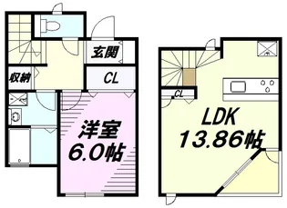 東京都八王子市みなみ野4丁目【テラスハウス】の間取り