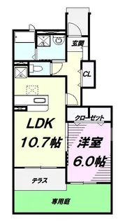 グリーンヒルズ日の出B棟【1階】の間取り