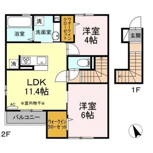パレス・ポルテボヌール【2階】の間取り