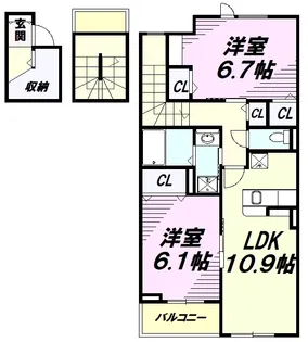 カーサ・エスカリエ【3階】の間取り