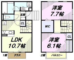 ソルシエルB【1階】の間取り