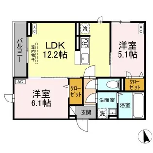 D−ROOM田町A【2階】の間取り