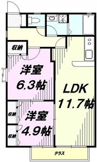 ピアッツア梅の原C【1階】の間取り