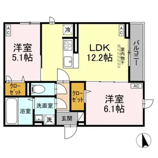 D−ROOM田町B【2階】の間取り