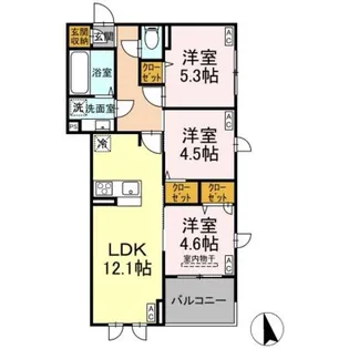 D−ROOM田町B【3階】の間取り