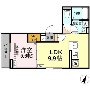 Dフラット東平山 B棟【3階】の間取り