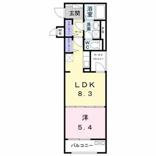 ヴィルヌーヴ 宇津木【3階】の間取り