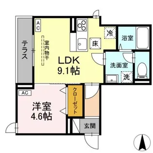 D−ROOM元横山町【1階】の間取り