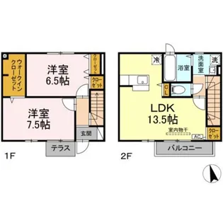 ツイン オークス コート North【2階】の間取り
