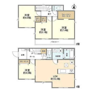 東京都八王子市川口町【一戸建】の間取り