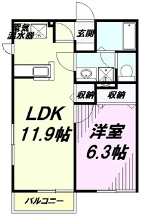 フラットパーシモ【1階】の間取り