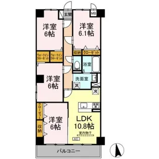 グランヴェールにしすな【3階】の間取り