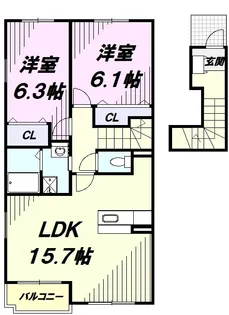 フィオーレ多摩【2階】の間取り