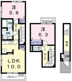 アンジュ東原Ⅰ【2階】の間取り
