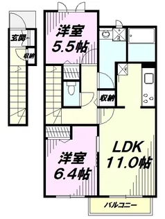 サニーコートA【2階】の間取り