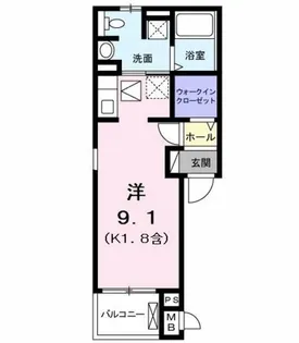 レリア立川【1階】の間取り