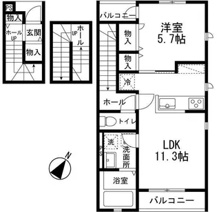 BELLE LEAD FUSSA【3階】の間取り