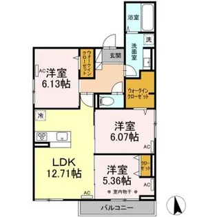 セレスティア上野町B【2階】の間取り