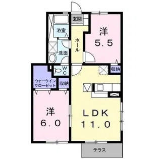 エバー・グリーン【1階】の間取り