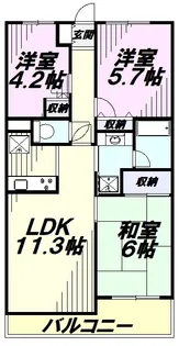 コスモ拝島【4階】の間取り