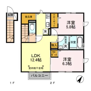 ルミニョンセパル A【2階】の間取り