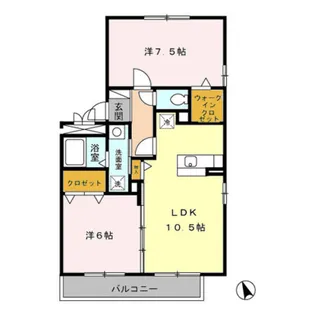リビングタウン三ツ木C【2階】の間取り