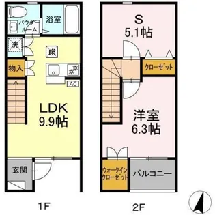 アンジュエール A【A106号室】の間取り