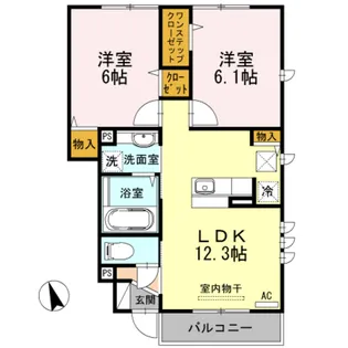 アークタウン三ツ藤 C【1階】の間取り