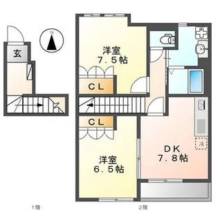 プリムベールⅢ【2階】の間取り