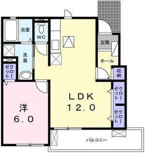 フレシャルマンウェスト【1階】の間取り