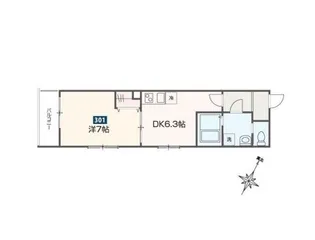 MELDIA福生Ⅲ【301号室】の間取り