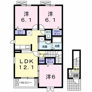 ラフレシールⅠ【2階】の間取り