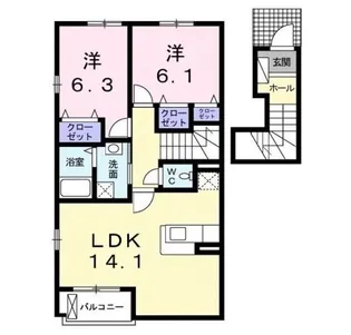 グレイス・パークA【2階】の間取り
