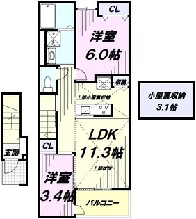 ラフレシールⅡ【2階】の間取り