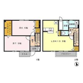 ツイン オークス コート North【102号室】の間取り