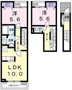 フレブリアン河辺【2階】の間取り